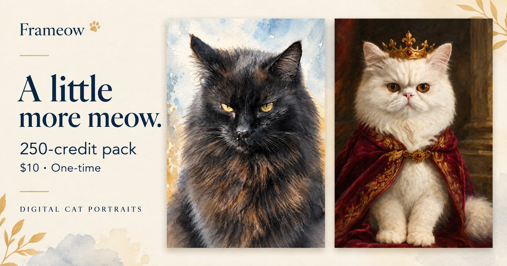 Digital cat portrait examples for the credit pack