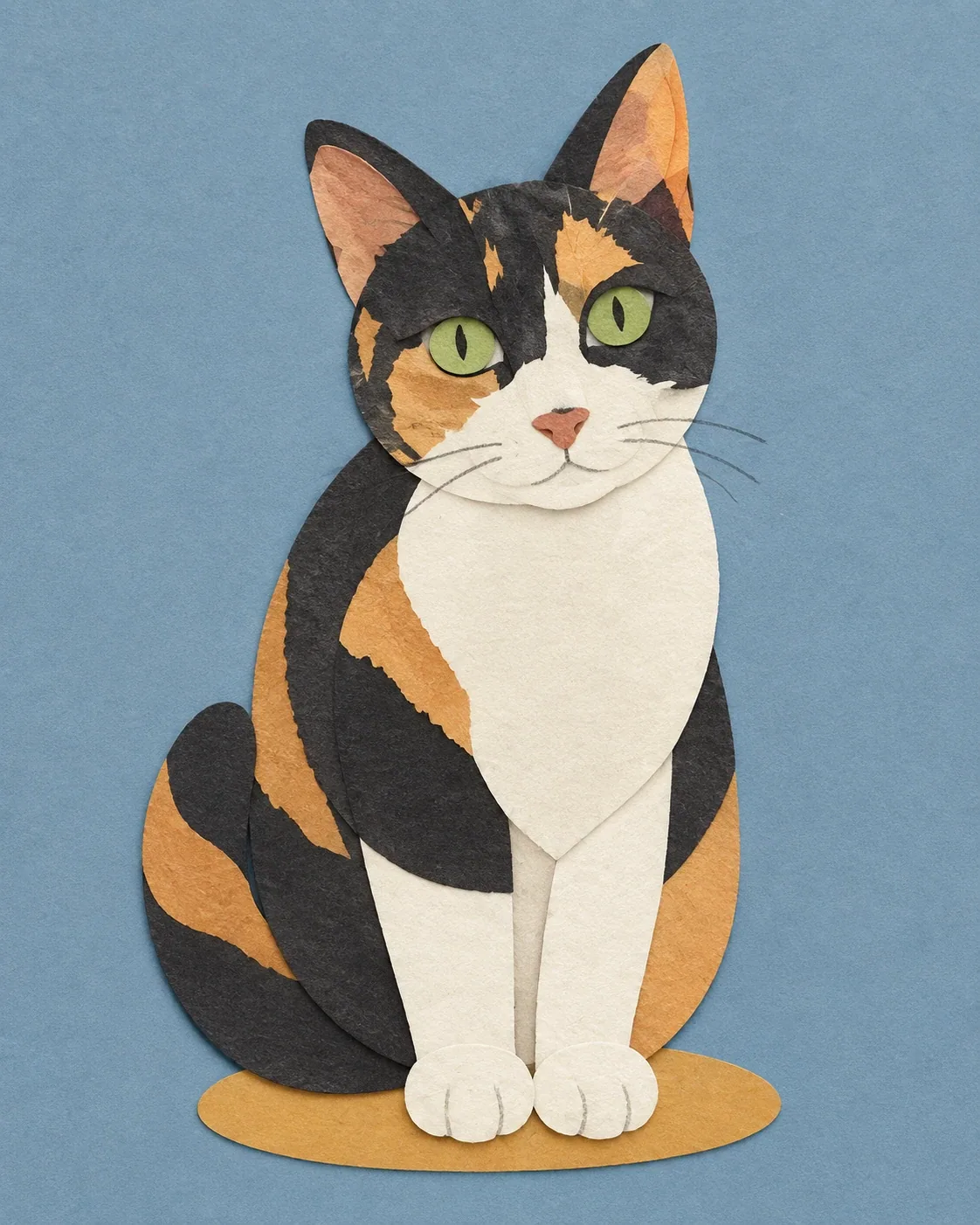 Cut Paper Collage cat portrait