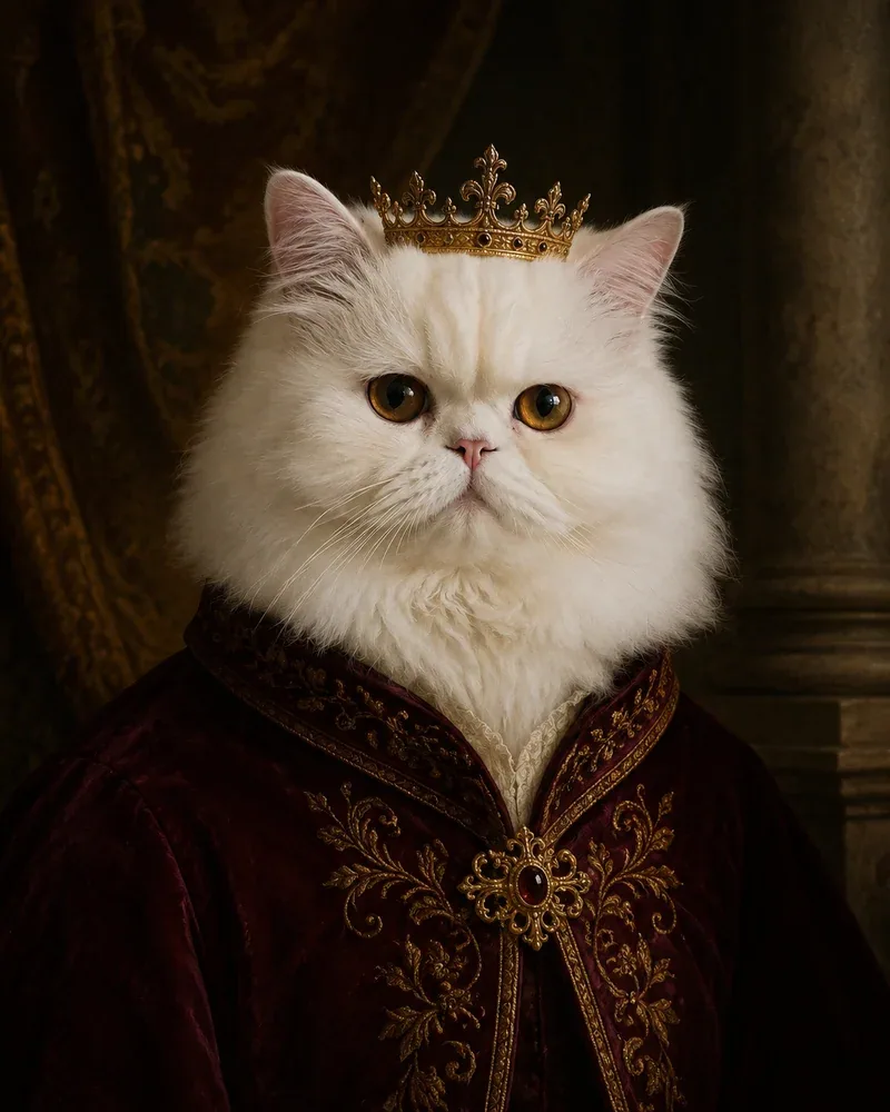 A royal Renaissance cat portrait example made with Frameow