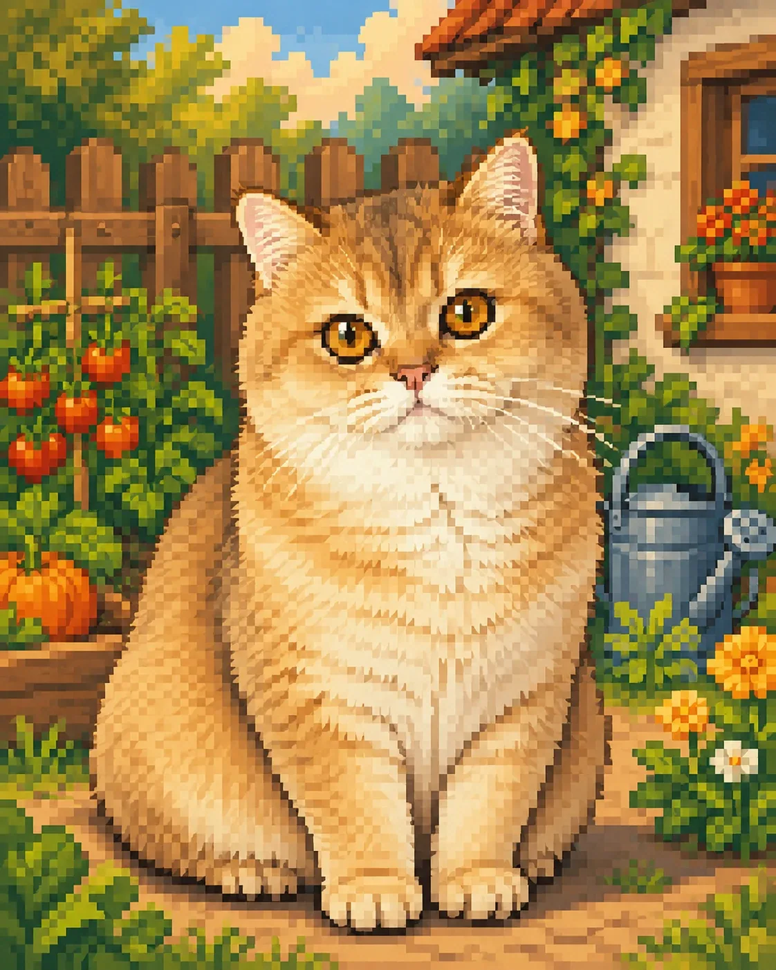Cozy Pixel Farm cat portrait