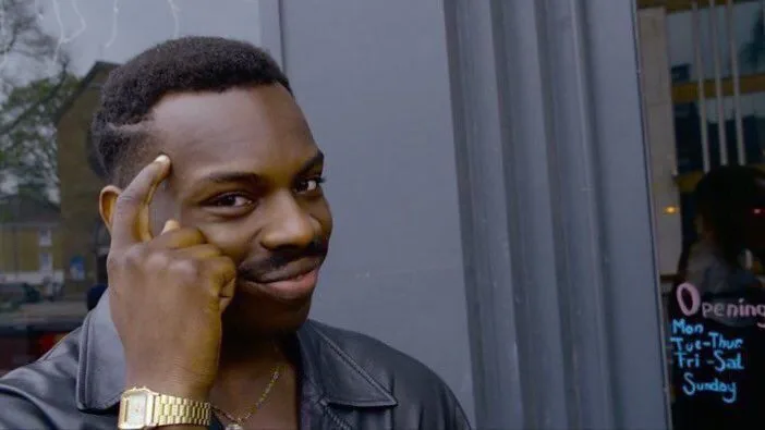 Roll Safe Think About It meme showing a knowing smile and a finger touching the temple.