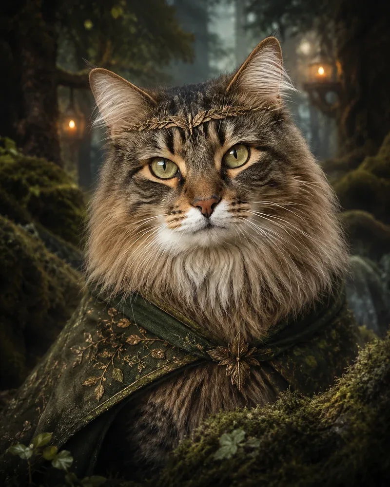Enchanted Woodland cat portrait