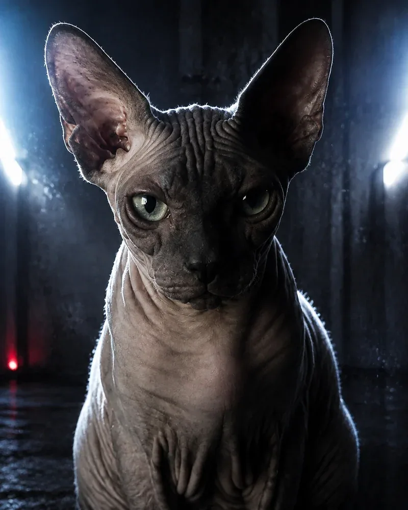 Cyber Noir cat portrait