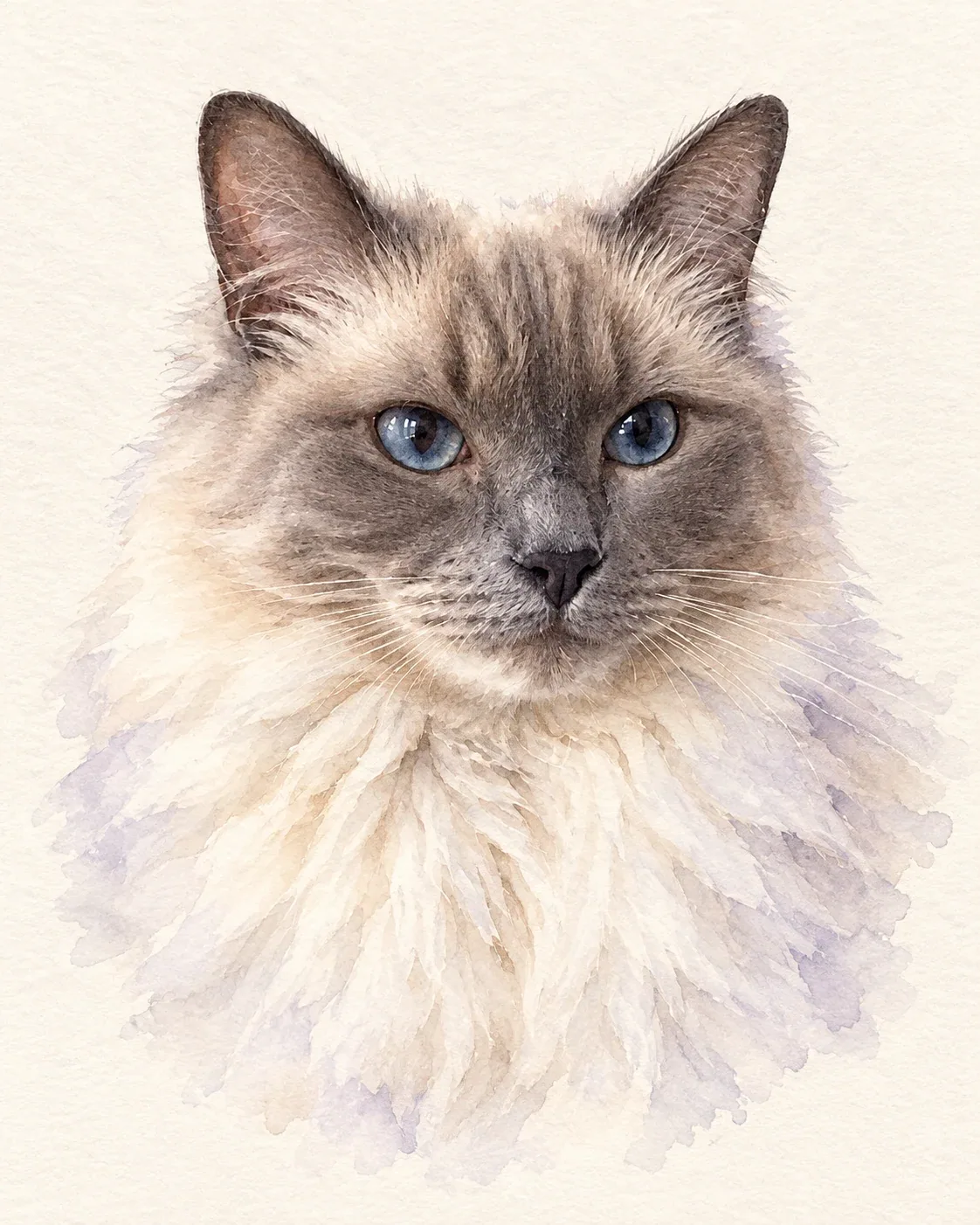 Dreamy Watercolor cat portrait