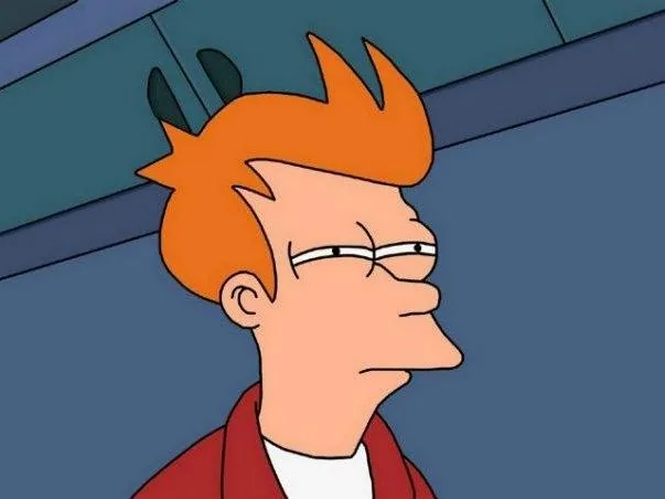 Not Sure If Fry meme showing the Futurama character squinting in a red jacket.